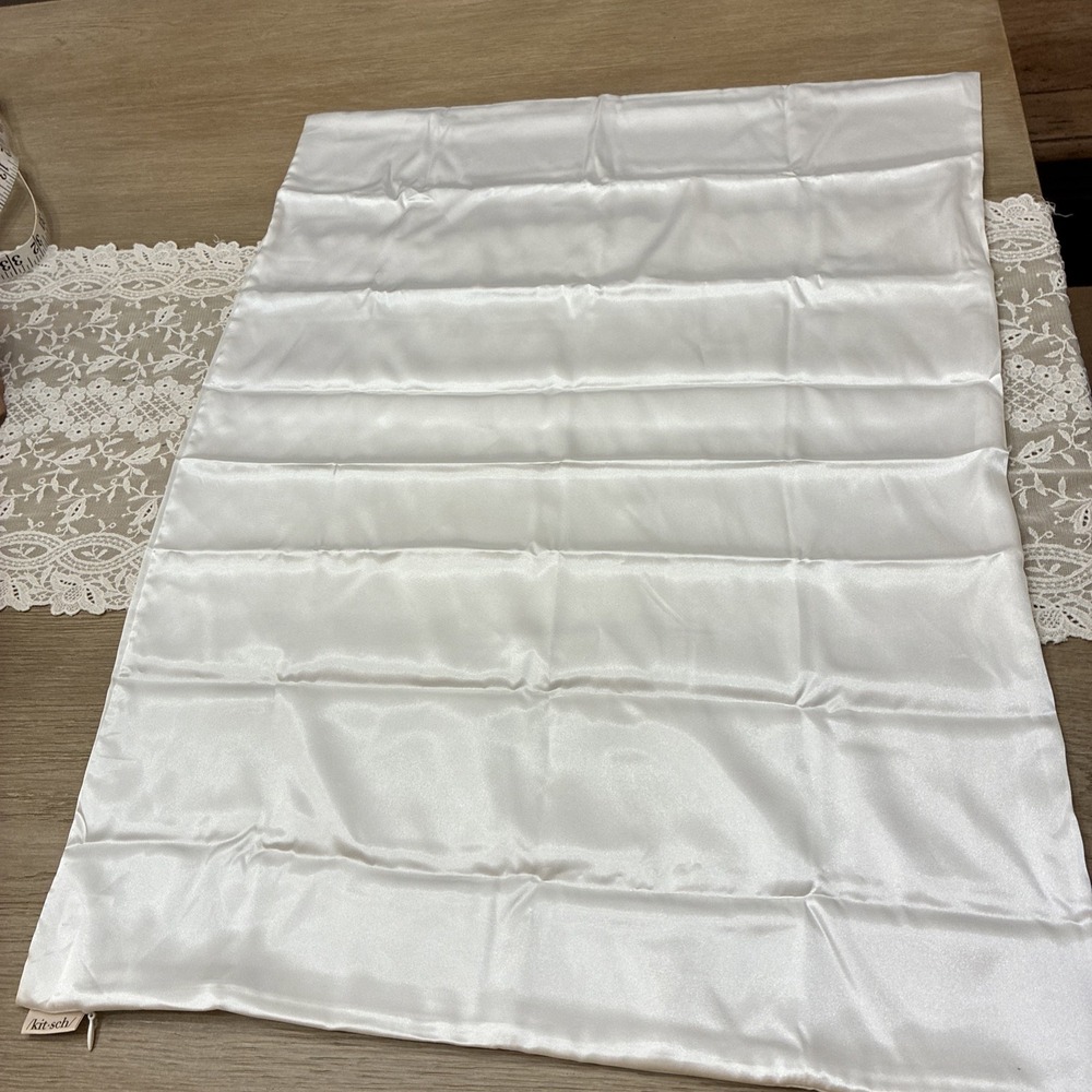 Kitsch Satin Pillowcase with Zipper, Ivory, 19x26 - Soft & Cooling